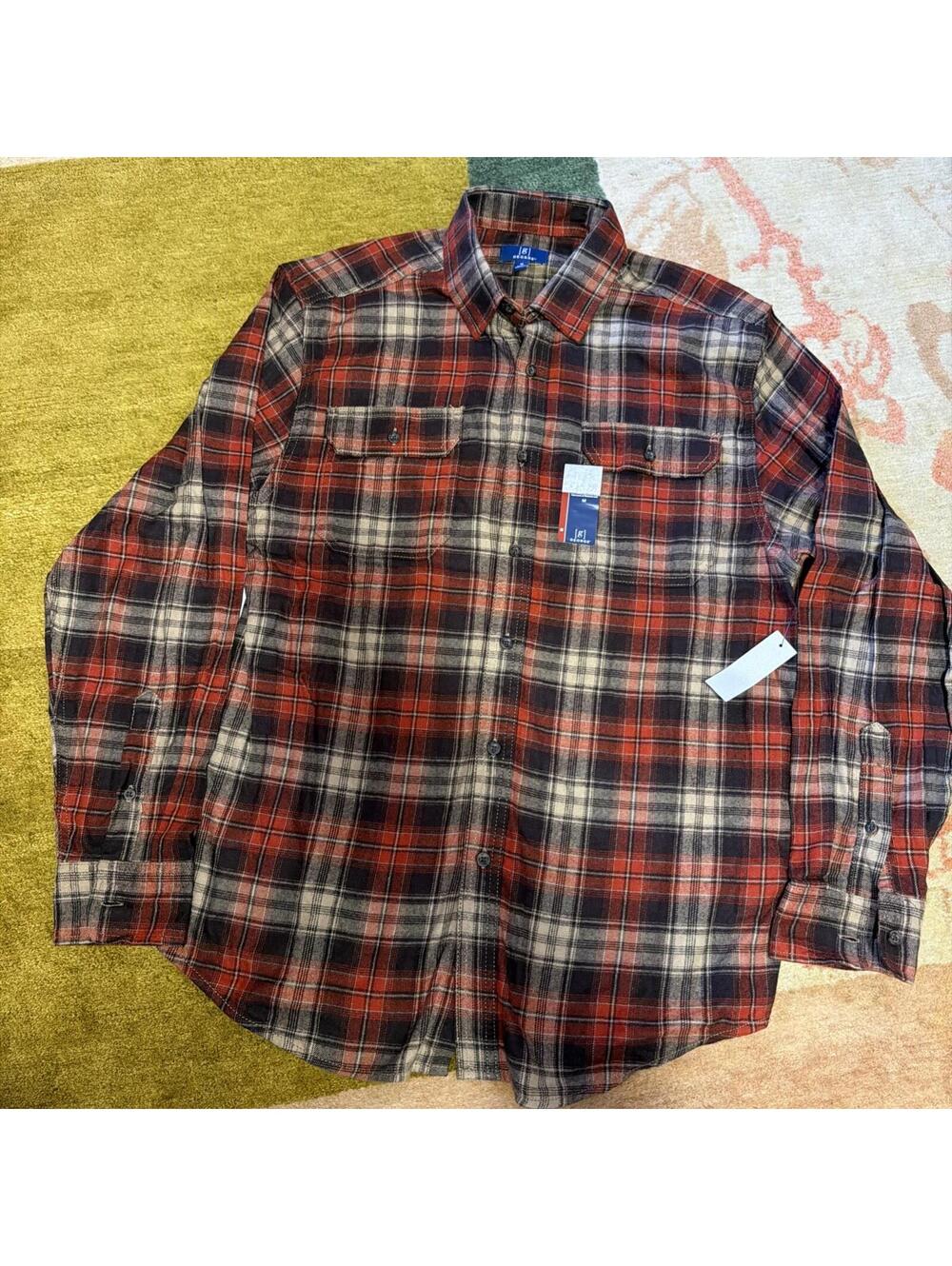 George Men's Relaxed Fit Double Pocket Flannel Shirt, Size M